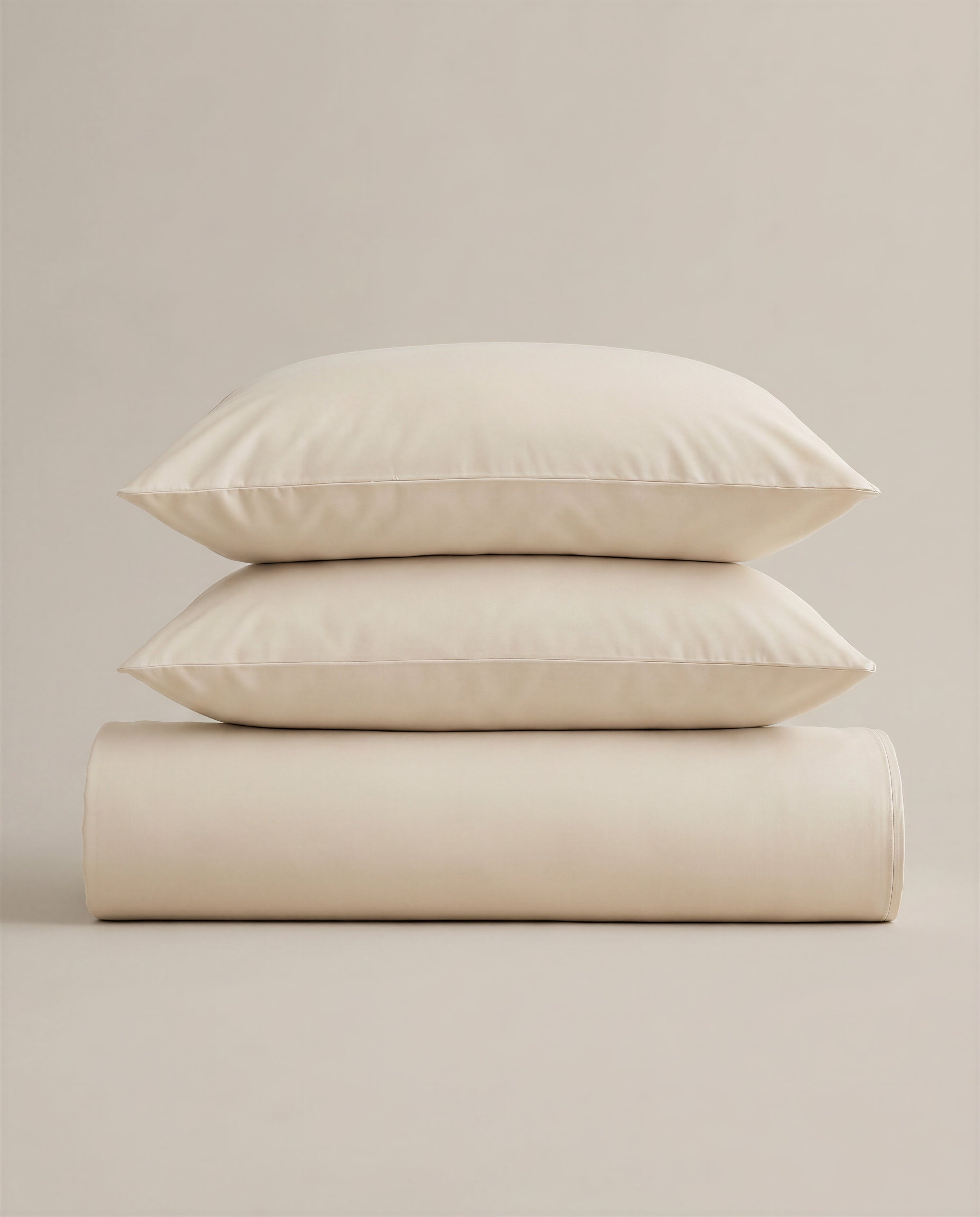 Parure de lit en percale de coton - Beige Ivoire