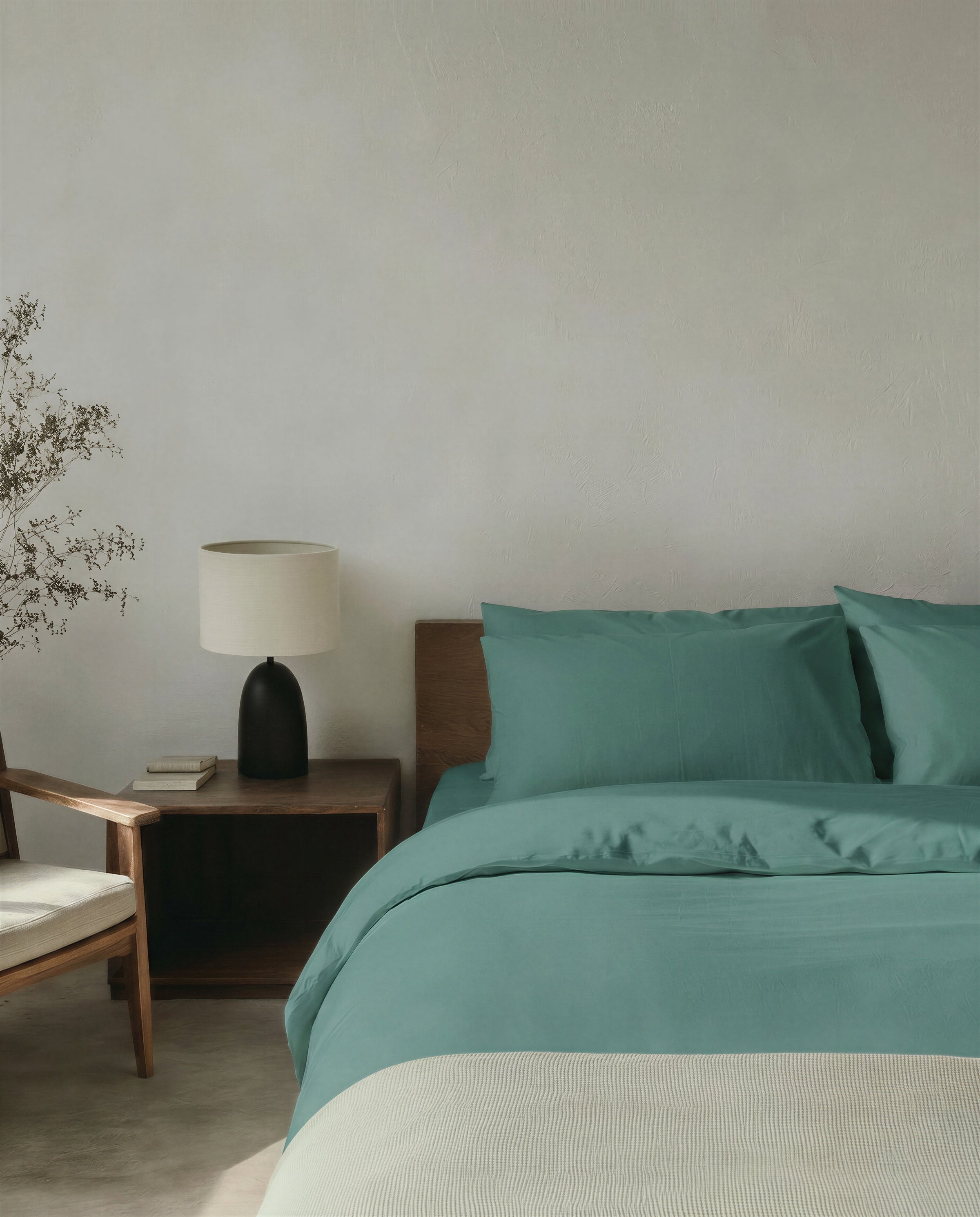 Parure de lit en percale de coton - Vert Eucalyptus