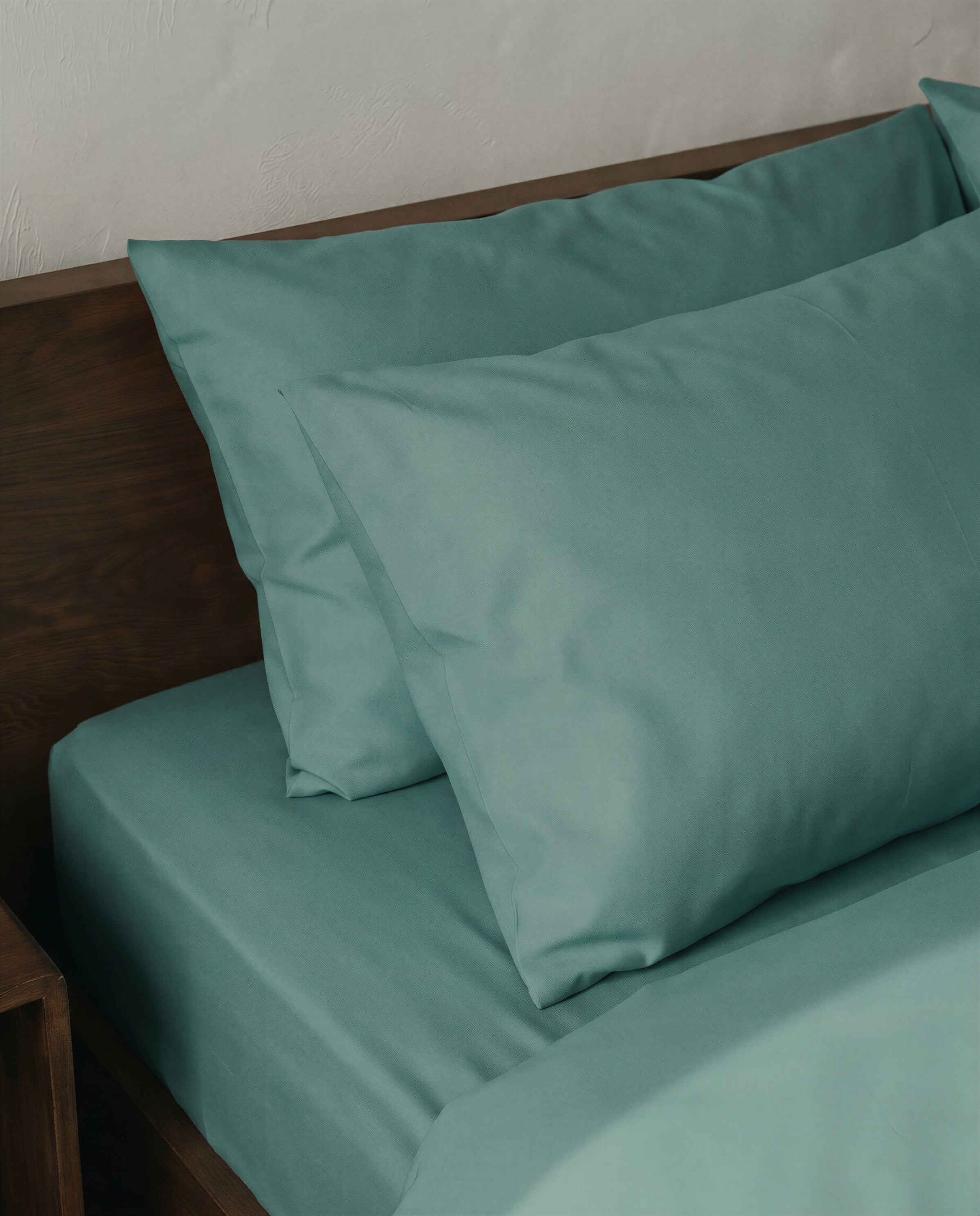 Parure de lit en percale de coton - Vert Eucalyptus